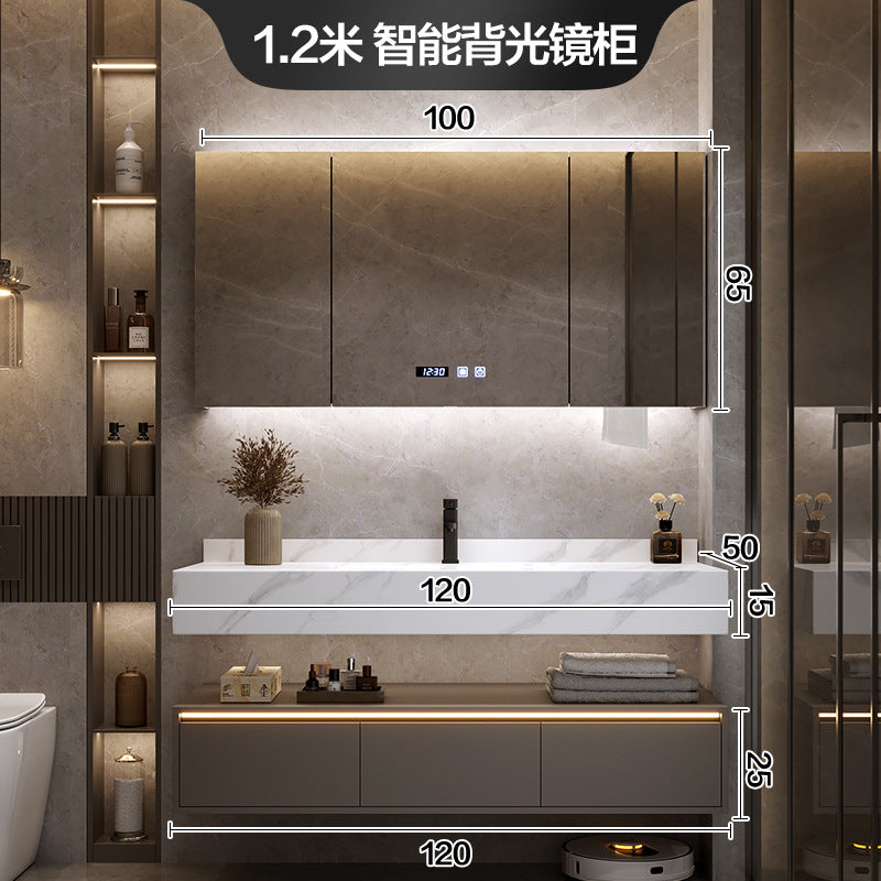 [Spot] Multifunctional storage rack, rock slab hot bending integrated basin, bathroom, washstand, face wash, bathroom cabinet combination