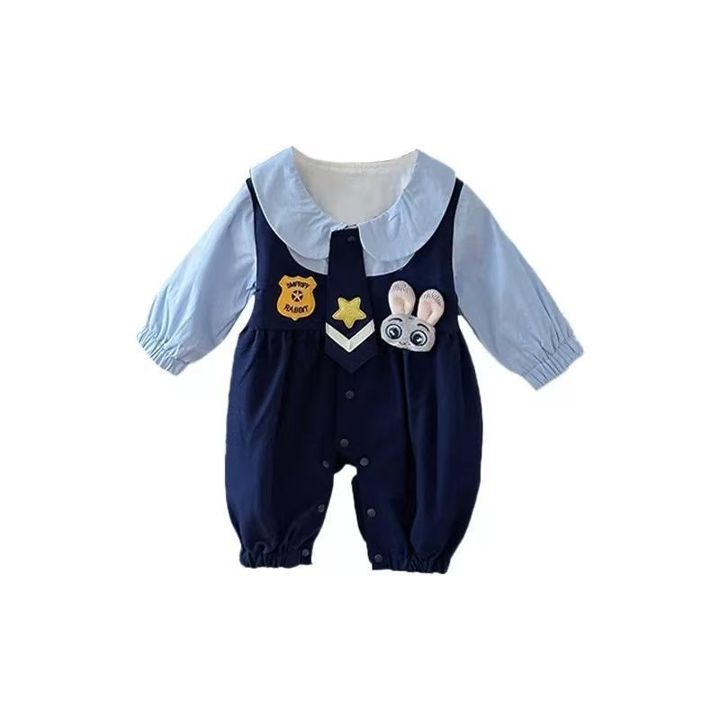 Baby onesie cartoon outing clothes super cute butt-covering baby newborn khaki college romper onesie