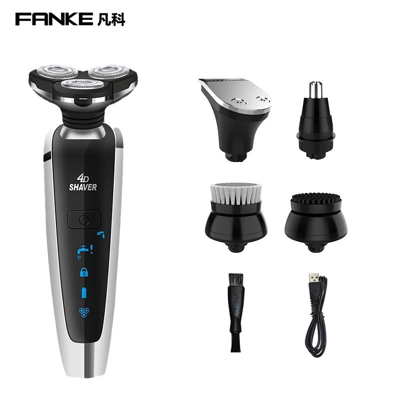 Men's electric shaver - home use, digital display, full body washable, floating triple-blade razor, all-in-one grooming kit