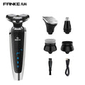 Men's electric shaver - home use, digital display, full body washable, floating triple-blade razor, all-in-one grooming kit
