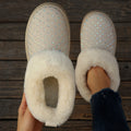 Wholesale plus-size women's autumn snow boots: new styles for independent e-commerce stores, featuring rhinestone embellishments, suede, fleece lining, extra thick padding, and warm, chunky soles