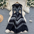 Miya pleated european and american dress women's autumn and winter european and american fashion asymmetrical printing waist elegant large swing pleated skirt