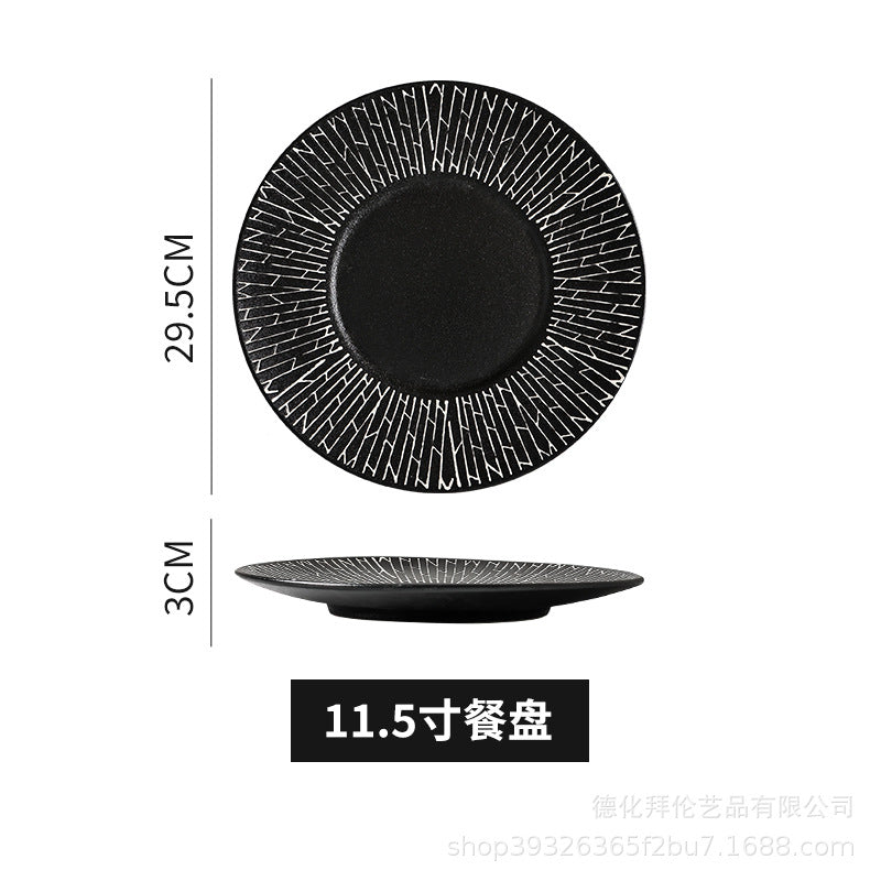 Nordic new large ceramic plate - matte finish steak plate for hotel, restaurant, and home use - creative plating and table setting