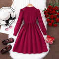 Girls' (tall) dress, autumn long-sleeve solid color bow dress