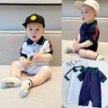 Newborn baby boy romper - short sleeve, lightweight summer style, infant triangle bodysuit, trendy & stylish outfit for outdoor wear