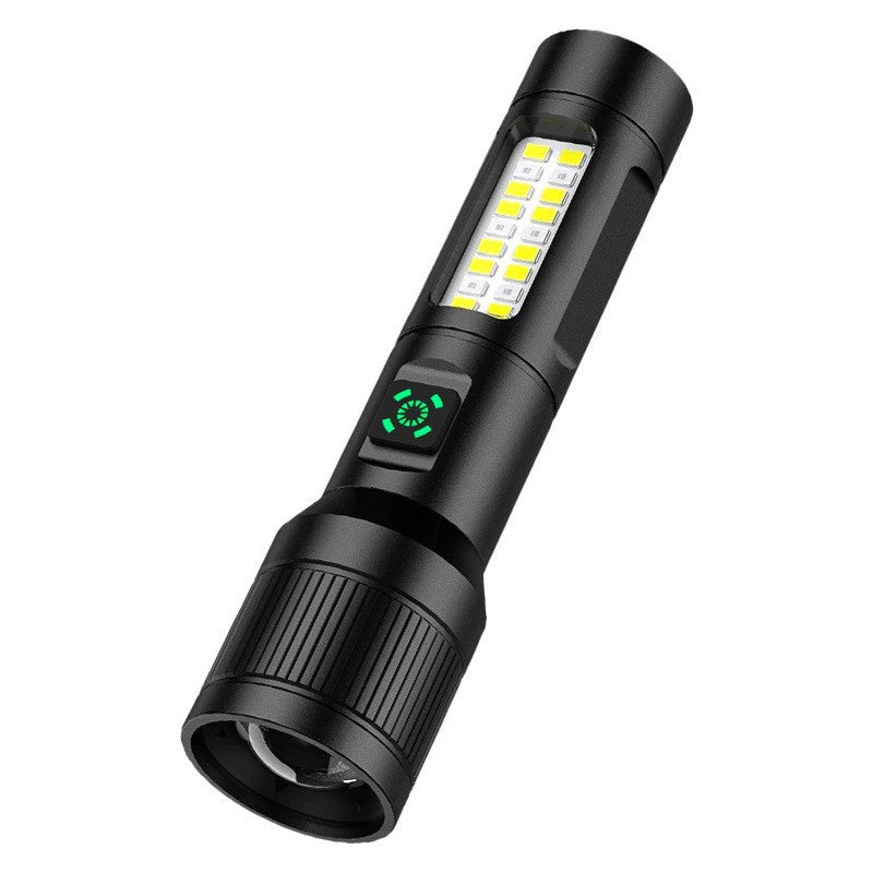 Cross-border new charging long battery life zoom outdoor super bright long-distance telescopic portable flashlight strong light laser cannon