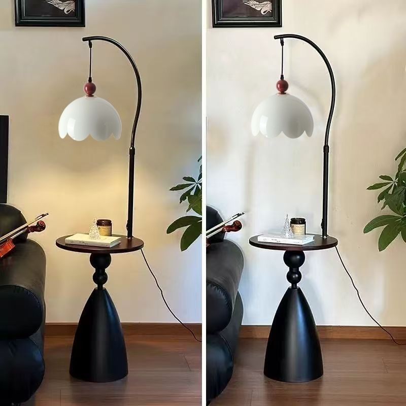 Ancient style living room floor lamp storage rack all-in-one sofa american bedroom retro bedside table atmosphere table lamp