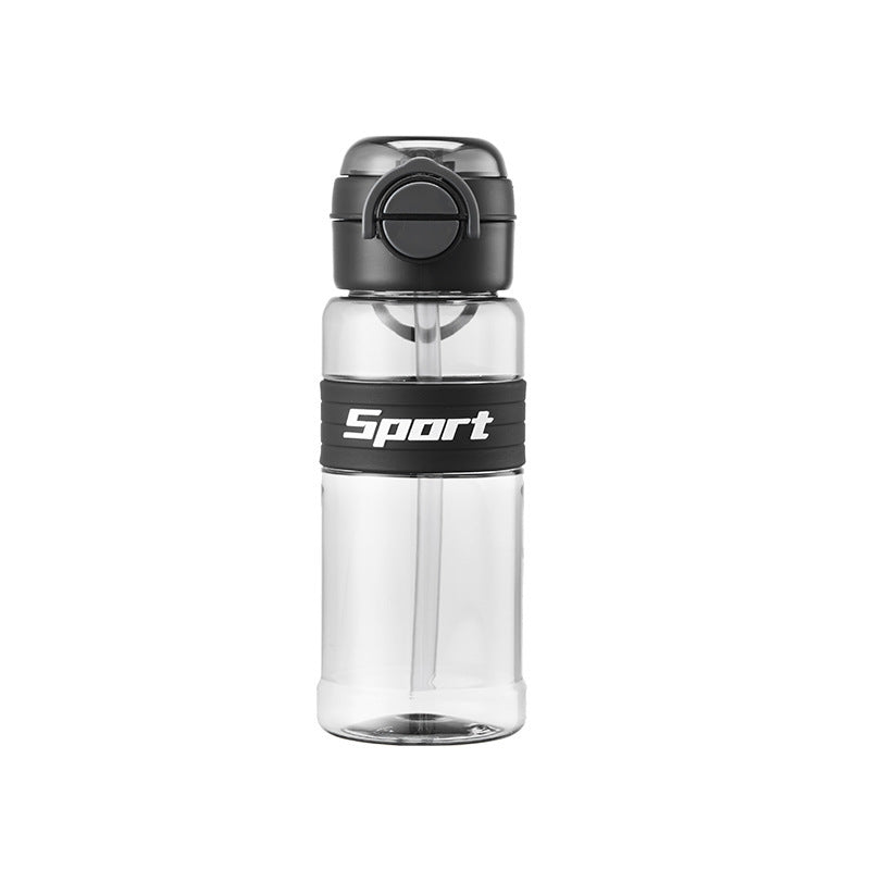 Summer large-capacity sports water bottle handle casual water cup men's and women's plastic cup straw cup bouncing lid space cup