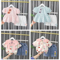 Girls' short-sleeve outfit:  new fashionable and stylish summer two-piece set for baby girls - short-sleeve top and shorts