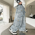 Boys' spring/autumn denim jeans - new korean style, stylish kids' loose-fit pants, mid-to-large size boys' spring cargo pants