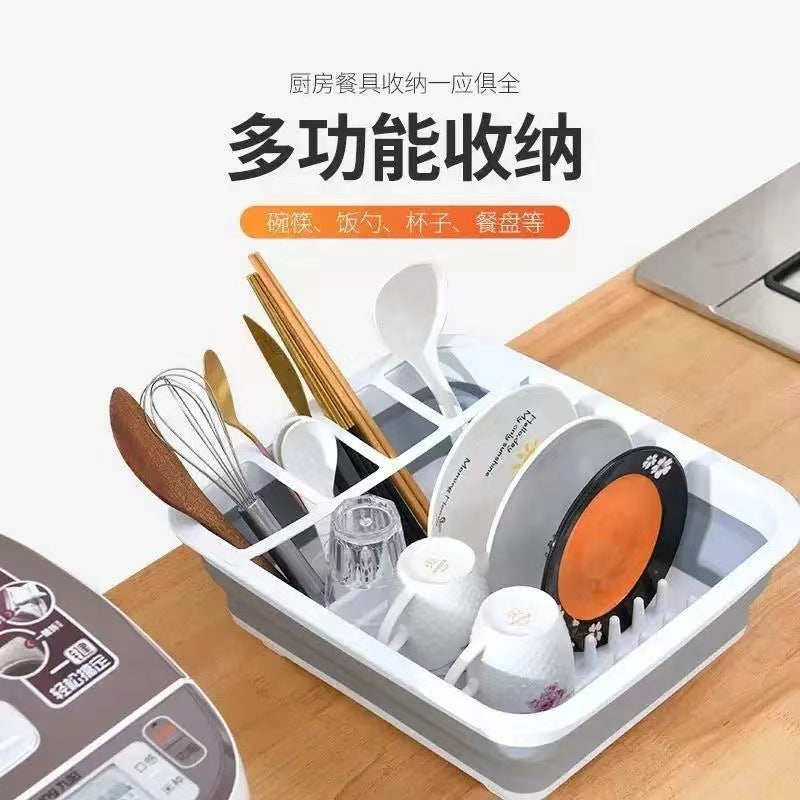 Kitchen foldable bowl rack for home dishes bowls chopsticks tableware storage rack pool sink telescopic drain basket storage rack