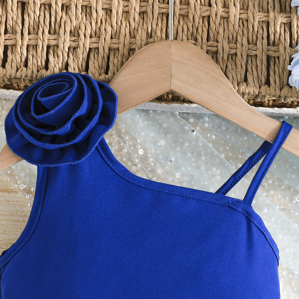 exclusive: 3d floral mesh one-shoulder dress