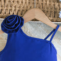 exclusive: 3d floral mesh one-shoulder dress