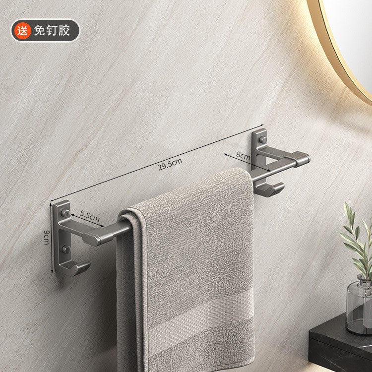 Gun gray space aluminum towel rack towel bar double pole single pole bathroom bath towel storage rack bathroom hook storage