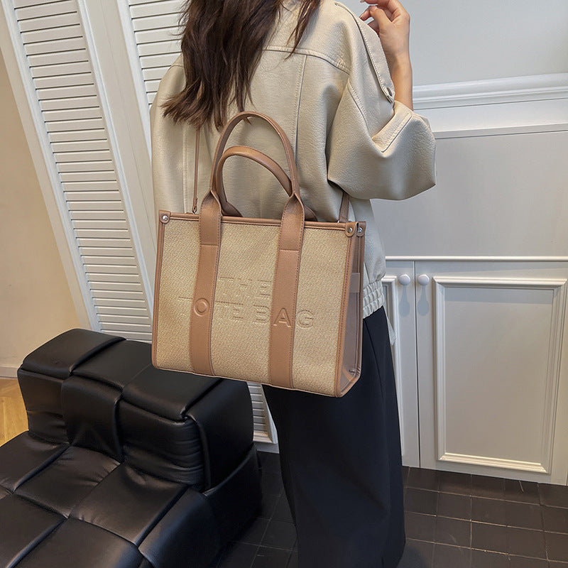 Women's foreign trade handbag 2025 hot style minimalist tote bag letter shoulder bag retro versatile crossbody bag wholesale