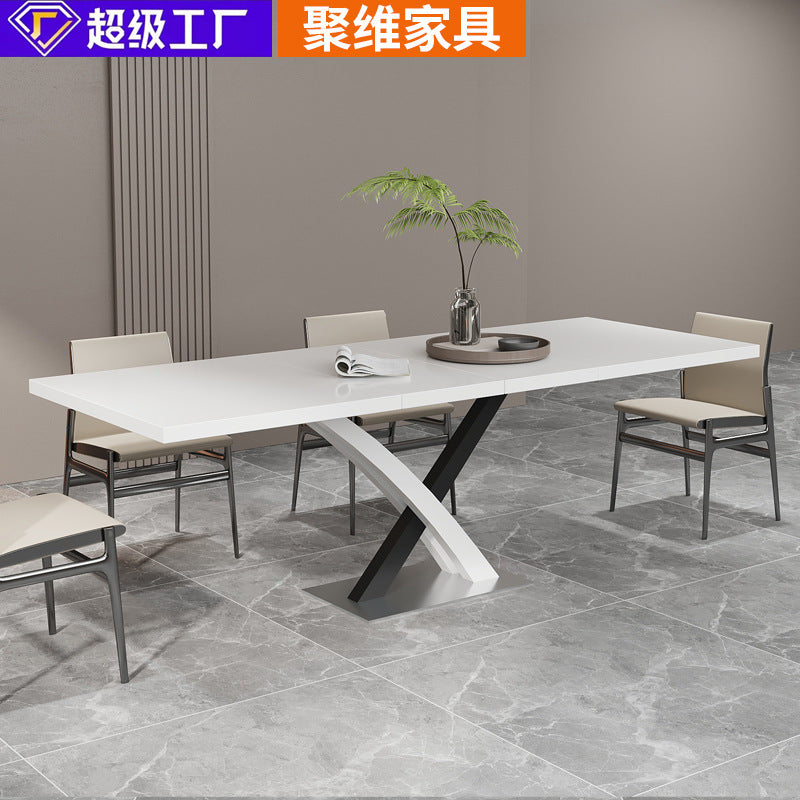 Factory direct customizable italian dining table - extendable, modern minimalist, light luxury style, perfect for small spaces, rectangular table