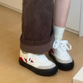 Thick soleplaid sneakers for women all year roundcasualeasiest for matchsoft soletie backniche style round toe sports casualwhite shoes