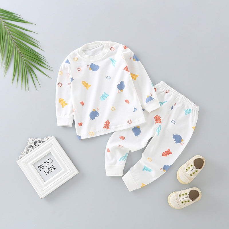 Baby autumn clothessuitpure cottonkidsintimatesbaby clothes boys autumn pants girls cotton pajamas spring & fallheattech
