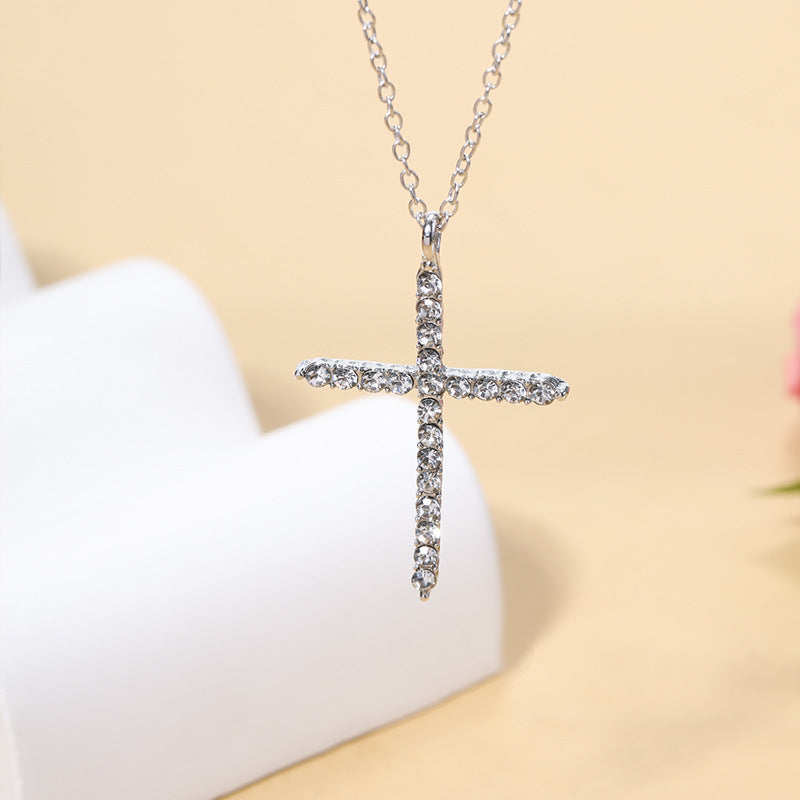 Wholesale "instagrammable" cross necklaces - cross-border amazon trendy, unique, high-end diamond-studded jewelry sweater chains for women
