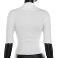 european and american style pullover spring/summer overlap collar long sleeve slim fit versatile solid color ruched top designer women's t-shirt