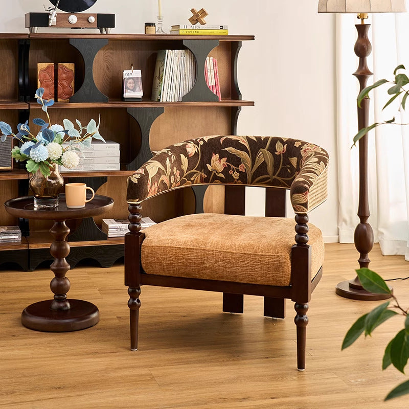 French retro single sofa chair balcony lazy single chair designer style living room fabric casual chair medieval lounge chair