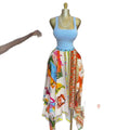 European and american cross-border women's fashion:  summer new arrivals - high-waisted, slimming, printed, asymmetrical skirt for vacation style
