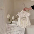 Summer romper - lightweight chinese style bodysuit - baby clothes - newborn thin fly sleeve princess onesie for baby girls