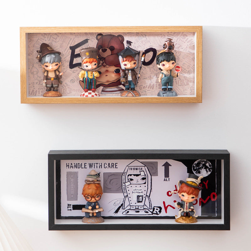 POP MART photo frame storage box wall hanging doll blind box display picture frame scene figure storage wholesale hollow