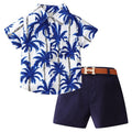 New boys' outfit: baby t-shirt and shorts set - two-piece casual set for boys, includes belt