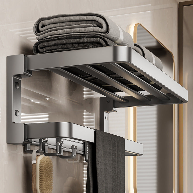 Manufacturer's punch-free bath towel rack, bathroom storage rack, foldable towel rack, bathroom storage rack, wall-mounted