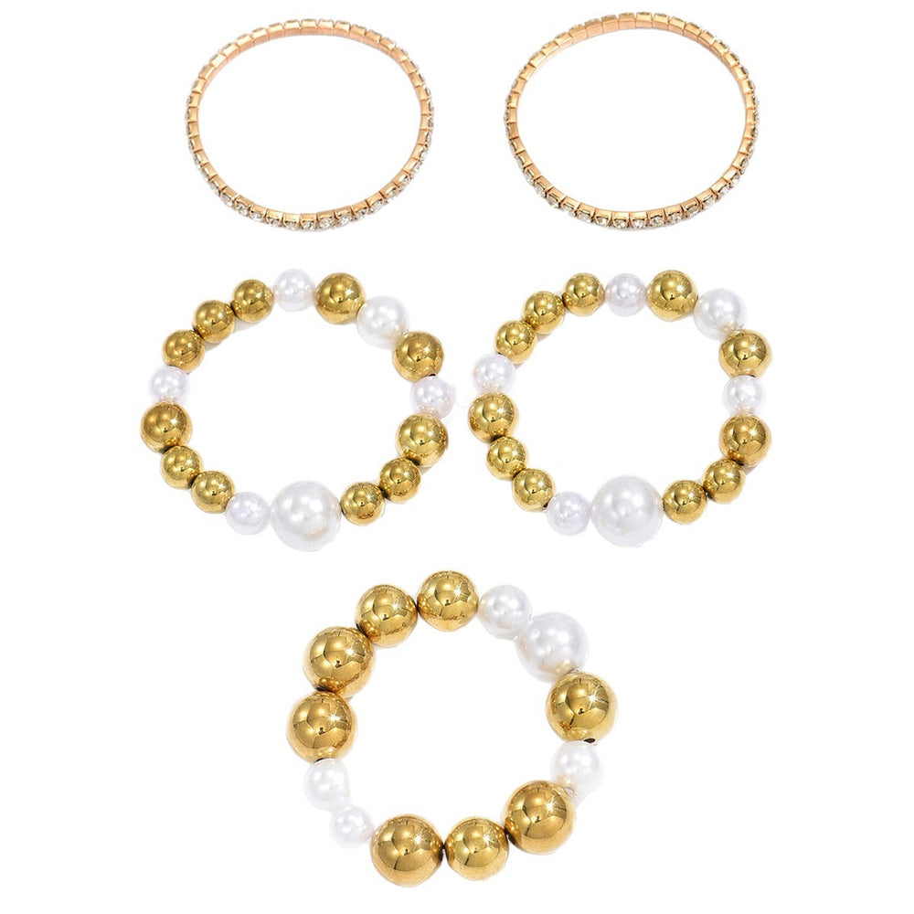 Wholesale full diamond imitation pearl bracelet - european & american cross-border retro irregular jewelry - women's elastic adjustable minimalist bracelet