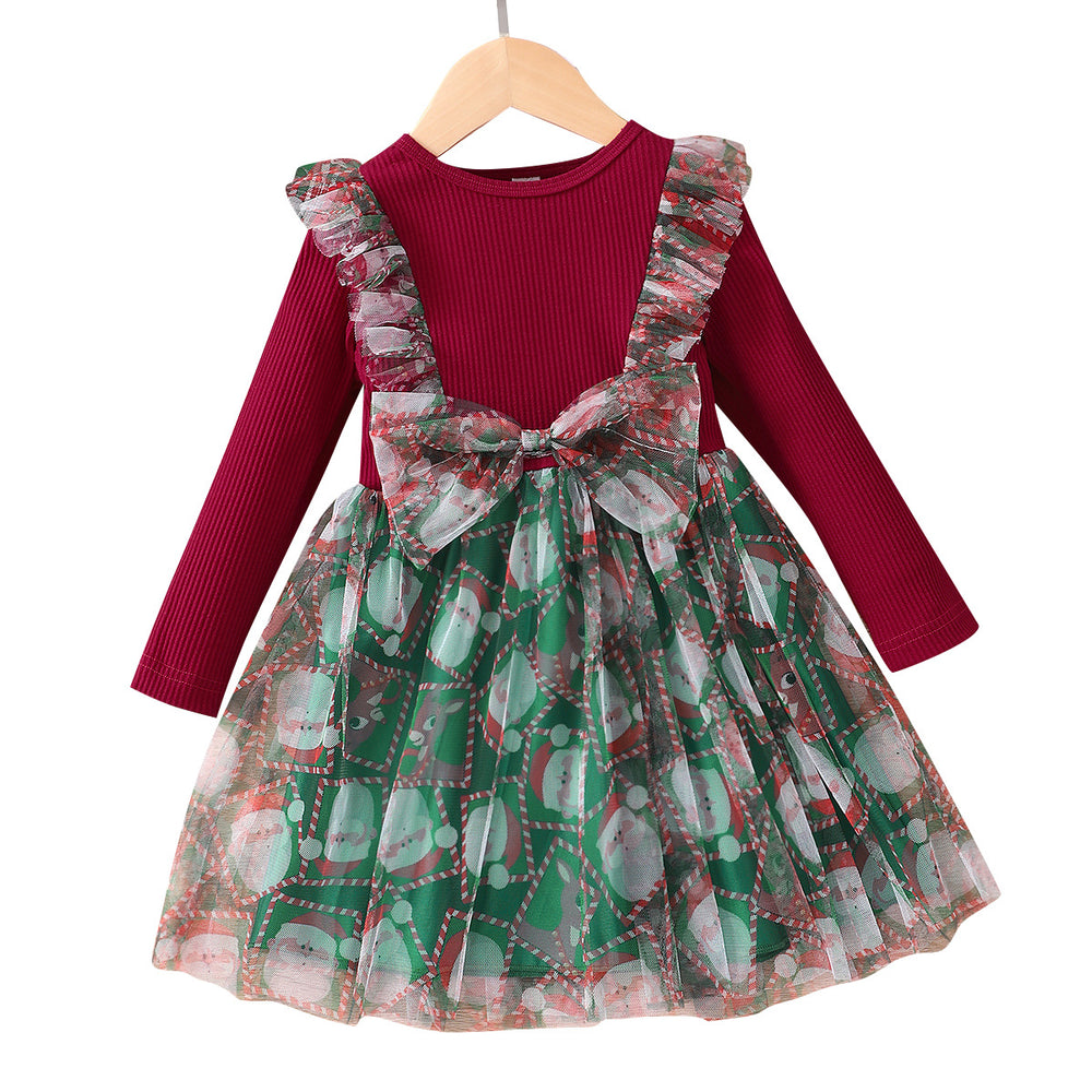 special: kids' mesh bow christmas dress