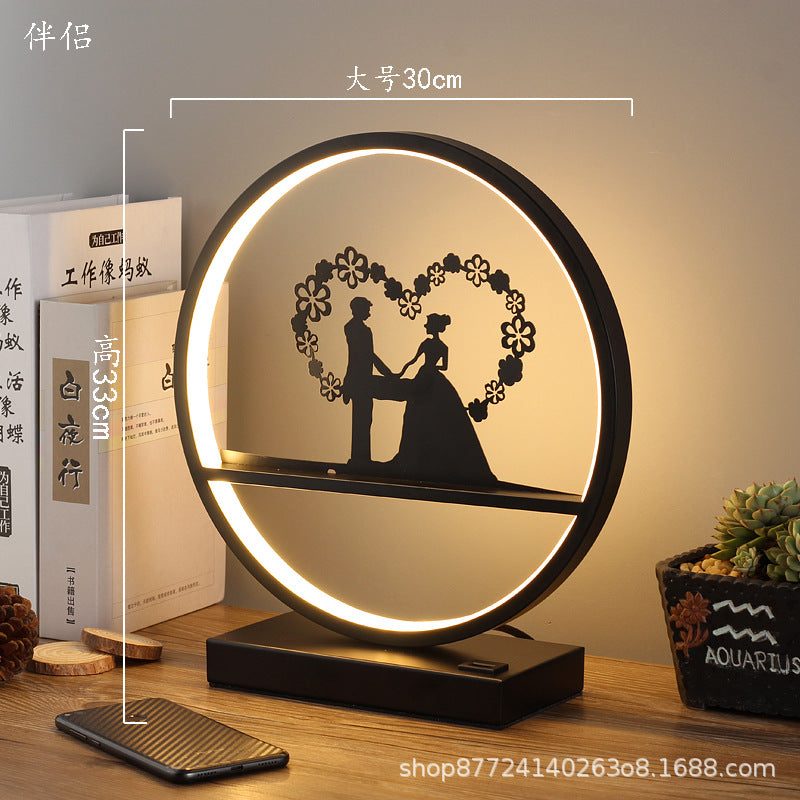 Minimalist modern nordic table lamp - bedside night light with round reindeer design, touch & remote control, usb charging port