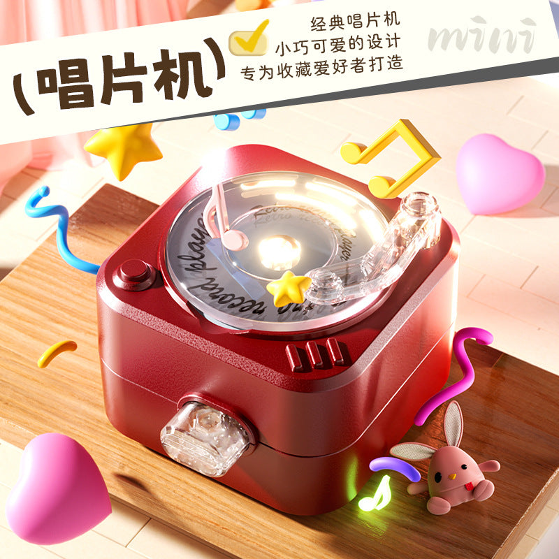 Mini rotating light-up cd player keychain speaker - handheld megaphone for creative and fun keychains