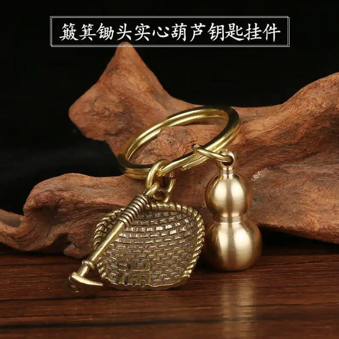 Car keychain pendant makes money overnight brass solid small gourd wholesale chinese style men's and women's wallet hanging accessories