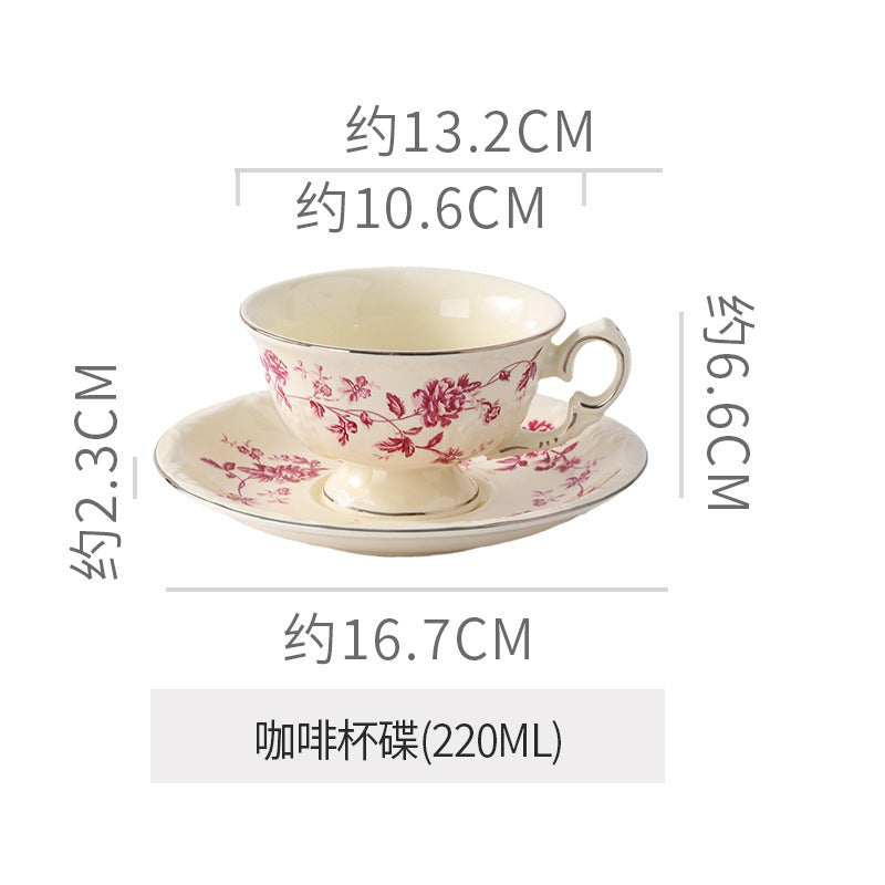 European-style stylish palace style ceramic coffee cup and saucer floral afternoon tea cup teapot milk pot sugar pot stylish combination