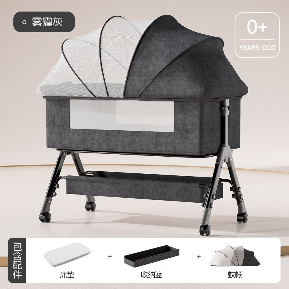 Baby crib - portable, foldable, multi-functional bassinet - convertible to full-sized bed for newborns