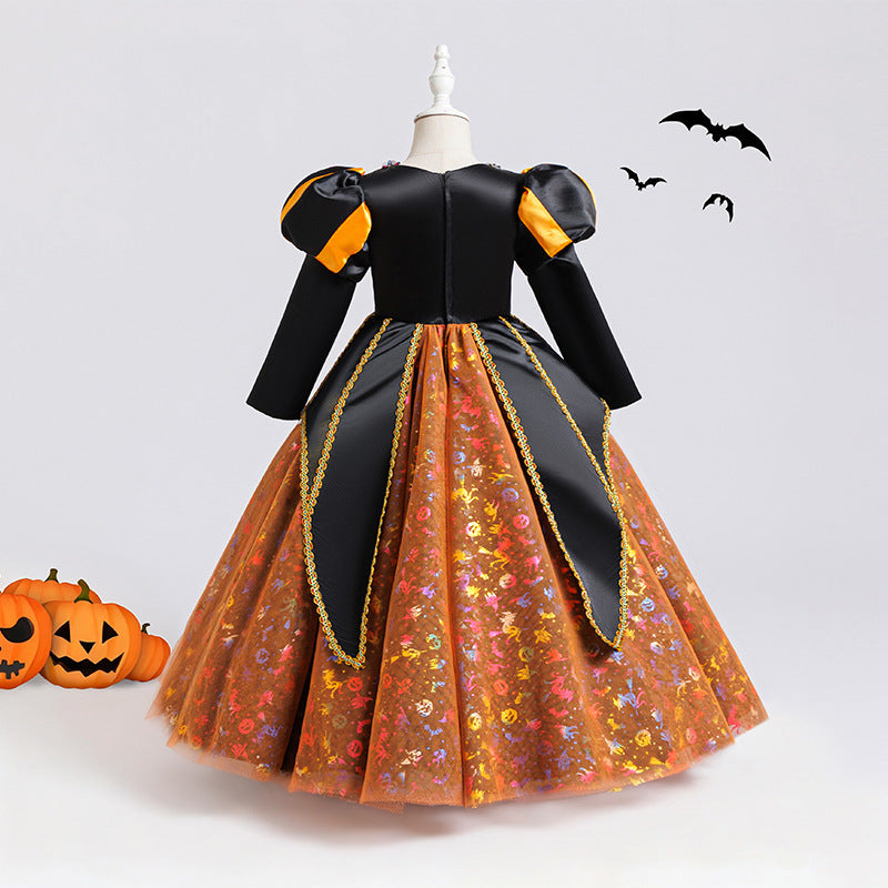 European and american style cross-border boutique: girls' dark academia halloween queen costume dress