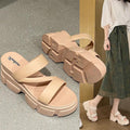 2026 summer women's high-heeled sandals & slides - chunky platform, slip-on, fashionable, versatile, height-boosting thong sandals