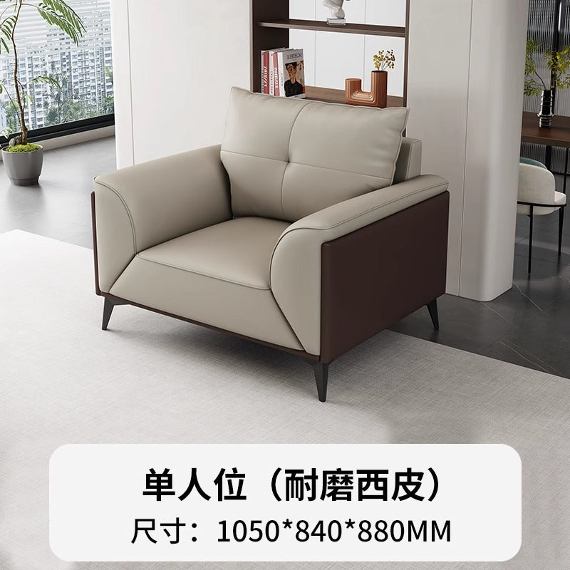Office sofa and coffee table set - modern minimalist business reception lounge furniture - premium leatherette