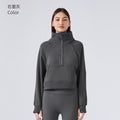Half-zip high stand collar pullovertops women's fall and winternew arrivaloutwearheattech fleece thickened sports sweatshirtdaw150