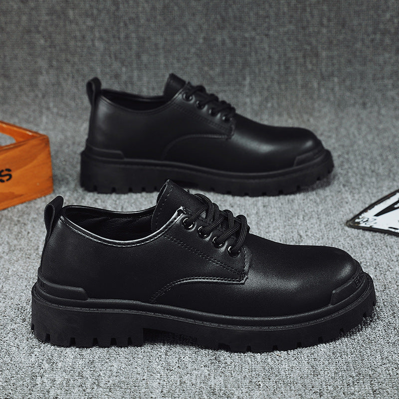 Boots men's shoes spring black men's leather shoes men's trendy british style handsome business formal wear casual trendy shoes