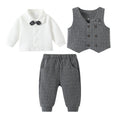 Boyssuit autumn clothing new arrival baby first birthday dress gray stripes suit vest catch zhou gentleman suit