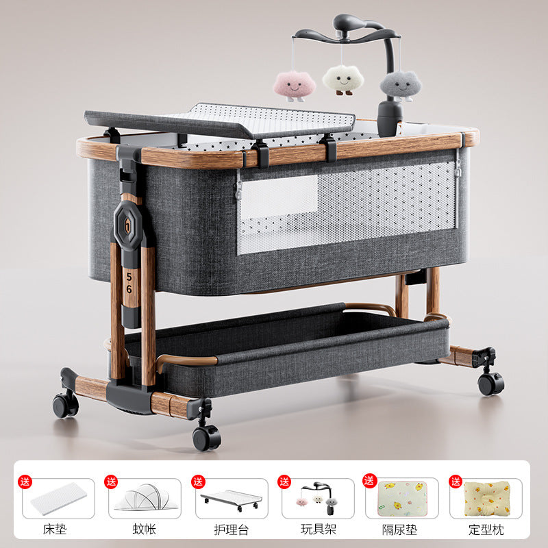 Baby crib mobile baby bed multifunctional patchwork large bed cradle newborn foldable portable for home