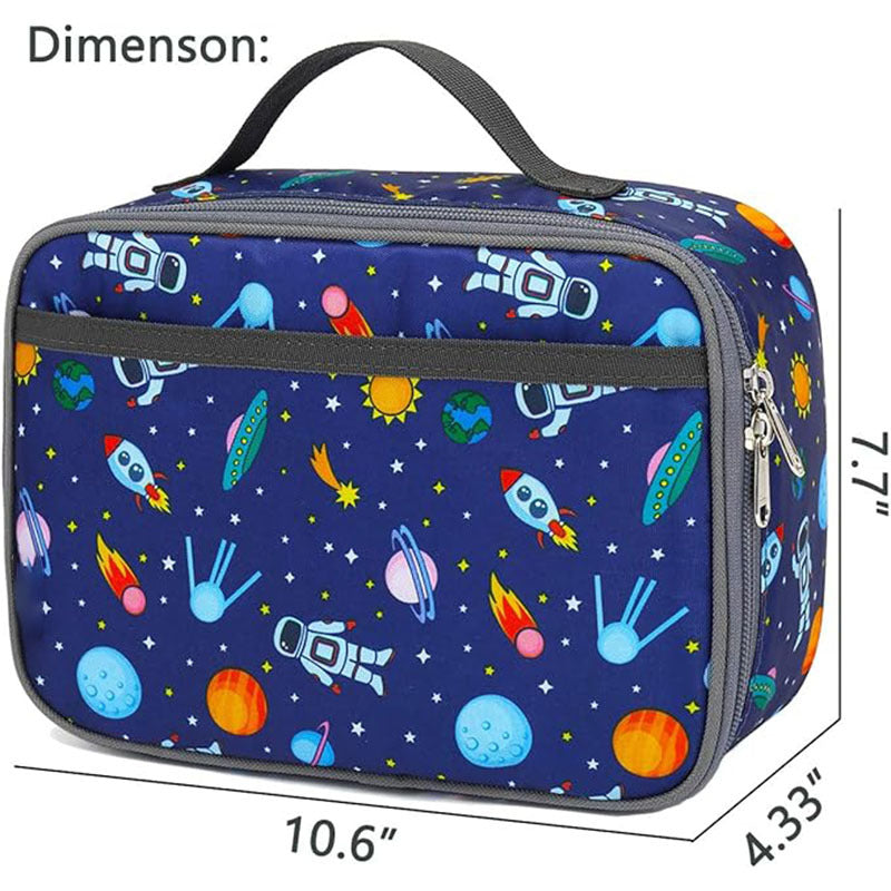 Cute primary school students four-grid flat thermal insulation lunch box bag, thickened waterproof lunch box bag, children's separate portable lunch bag