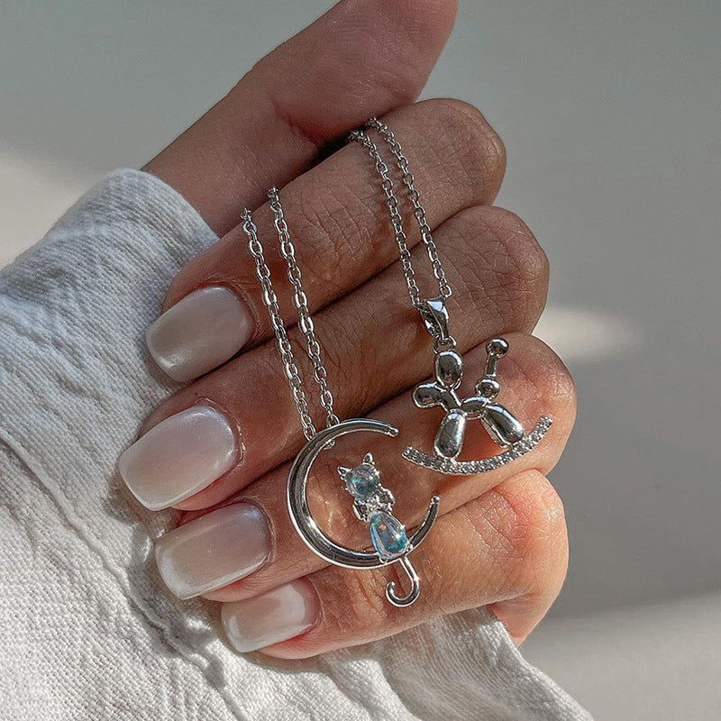 European and american cross-border e-commerce new jewelry fashion diamond-studded animal pendant versatile rabbit cat alloy necklace necklace