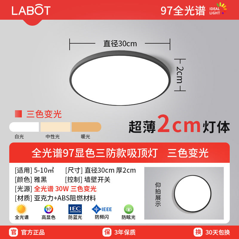 Three-proof full-spectrum ceiling light led living room light simple aisle light balcony light eye protection round bedroom light manufacturer