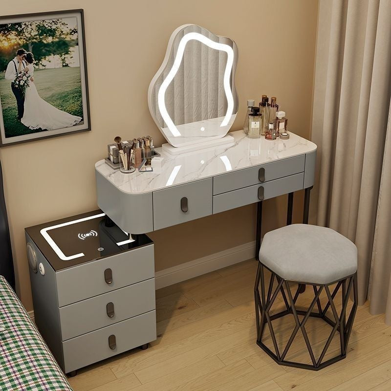 Vanity table bedroom solid wood smart home vanity table multi-functional makeup table accessible luxurycasualplaid vanity table