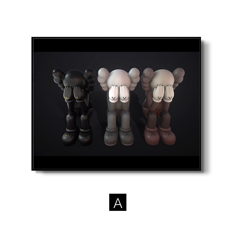 Kaws trend meter box decorative painting simple cartoon violent bear electric box blocking hanging painting switch box flip wall painting