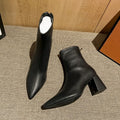 High-heeled short boots for women 2025fall and winternew arrivalk-style zipper pointed toe women's boots nude boots easiest for matchpopularmartin boots women's shoes
